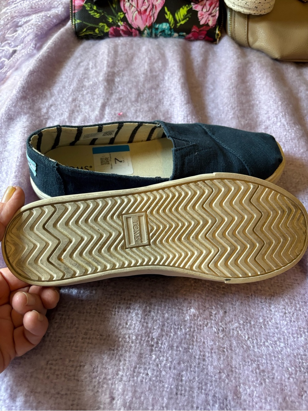 Toms  Navy Canvas Slip-On Loafers